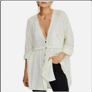 Free People We the Free Jolin Tunic Slouchy  Lagen look boho Top in Ivory